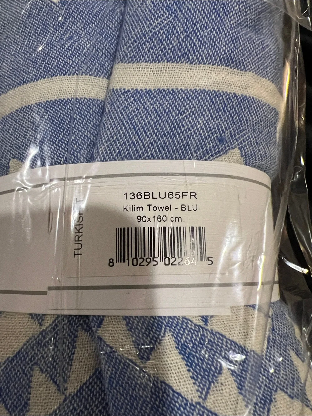 NWT Kilim Beach towel Blue and White Turkish Cotton